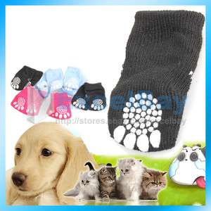 4Pcs Cute Puppy Dogs Pet Knits Socks Anti Slip Skid Bottom Hot Sale 