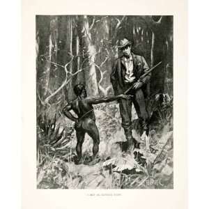  1900 Print Pygmy Forest Man Smoking Gun Rifle Short 