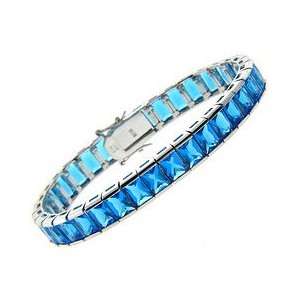  Sterling Silver Blue CZ Tennis Bracelet Jewelry