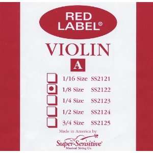  Super Sensitive Red Label 2122 Violin A String, 1/8 