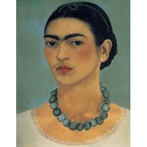  Oil Painting: Self Portrait with Necklace: Frida Kahlo 