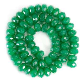 6x9mm Faceted Green Jade Rondelle Beads 15.5  
