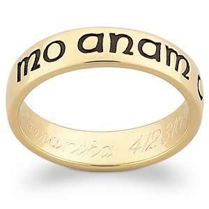   18K Gold over Sterling Mo Anam Cara Engraved Band, Size 12 Jewelry