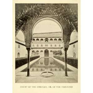 1907 Print Court Myrtles Fish Pond Granada Spain Architecture 