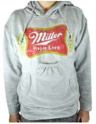 Beer Hoodie Sweatshirt with Beer Pouch   Miller High Life 1982 Logo