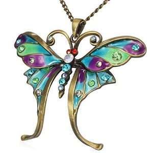   Vintage Multicolor Butterfly Crystal CZ Charm Necklace Jewelry
