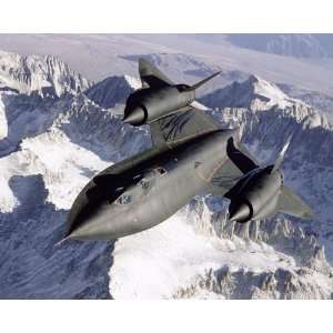  NASA SR 71 Blackbird Flying Over Snow Capped Mountains 