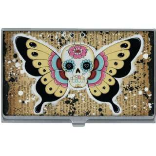   Sugar Skull with Butterfly Wings Business Card Holder Case Clothing