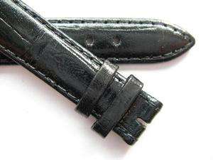 Atlantic black leather Quality swiss made watch band 14 mm  