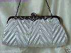 VINTAGE LOOK SILVER PLEATED SATIN EVENING PURSE/CLUTCH  