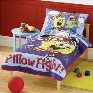   Spongebob Squarepants Pillow Fight 4 piece Toddler Bedding Set: Baby