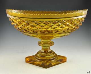 Lovely Antique European Amber Cut Glass Dish c. 1900  