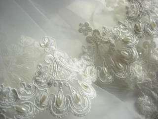 Mantilla bridal wedding veil IVORY Alencon lace elbow  