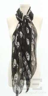 Alexander McQueen Black & White Silk Chiffon Skulls Scarf  