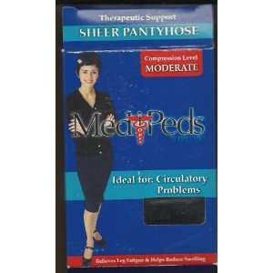 MEDIPEDS Therapeutic Support Sheer Pantyhose Black Medium One Pair Per 