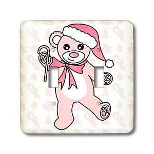  Dancing Pink Teddy Bear with Santa hat   Light Switch Covers   double