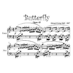   Butterfly Op 43 Grieg Big Note Piano Sheet Music Edvard Grieg Books