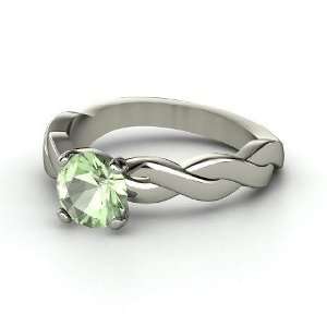  Ariadne Ring, Round Green Amethyst Platinum Ring Jewelry
