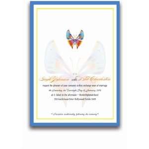  70 Rectangular Wedding Invitations   Butterfly Rainbow 