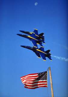 The Blue Angels Flying Over the American Flag