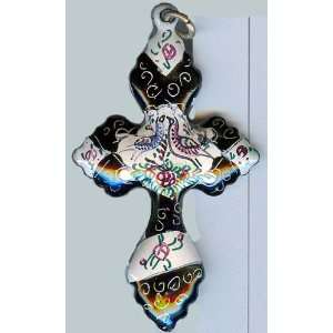  1445 Persian Hand Painted Armenian Christian Cross Mina 