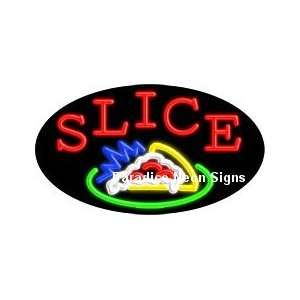  Flashing Pizza Slice Neon Sign (Oval)
