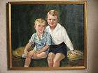 old Estate fine art oil PAINTING child portrait large canvas 1920s 