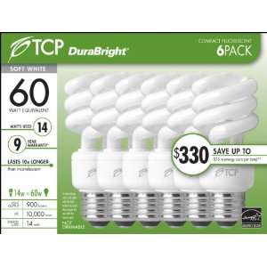  Tcp 6 Count 14 Watt CFL Soft White DuraBright Fluorescent 