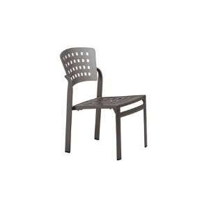   Metal Side Stackable Patio Dining Chair Textured Barley Finish: Home