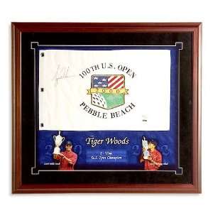  Tiger Woods Signed 2000 US Open Flag Framed UDA Sports 