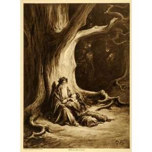 com 1918 Photogravure Gustave Dore Merlin Magician Wizard King Arthur 