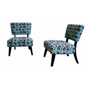  Turquoise and Brown Pattered Fabric Club Chairs