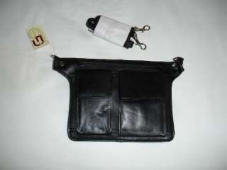 Black Leather Cell Passport Holder Travel Bag EZ Carry Hide Under 