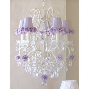    5 Light Chandelier with Lavender Rose Shades: Home Improvement