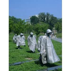 Statues of Soldiers at the Korean War Memorial in Washington D.C., USA 