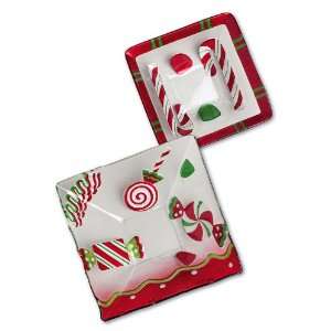   Glass Square Bowl Set of 2, North Pole Candy Factory