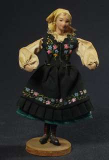 ANTIQUE Polish Folk Costume Doll ethnic dress POLAND composition 