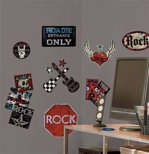 BOYS ROCK AND ROLL WALL STICKERS Guitars Decals Decor 034878593166 