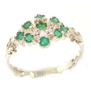  Unusual Solid Sterling Silver Natural Emerald Ring with 