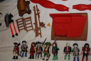   1978 Playmobil Pirate Ship LOT Figures Treasure Weapons Dinghy Boat