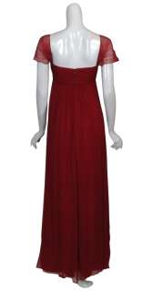 AMSALE Cranberry Crinkle Chiffon Long Gown Dress 2 NEW  
