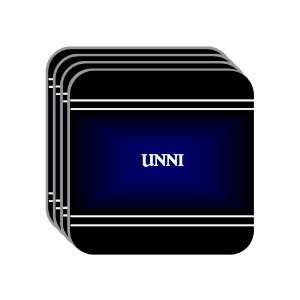 Personal Name Gift   UNNI Set of 4 Mini Mousepad Coasters (black 