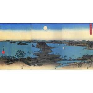   Art Utagawa Hiroshige Coastal landscape in moonlight: Home & Kitchen