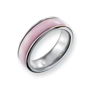   Pink Ceramic Comfort Fit Wedding Band Ring (SIZE 6.5 ) Vishal Jewelry