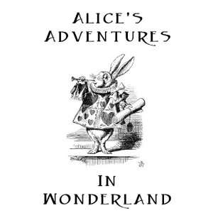   Alice in Wonderland White Rabbit, dressed as herald, blowing trumpet