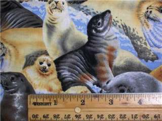 New Arctic Seals Ocean Animals Fabri Quilt Fabric BTY  