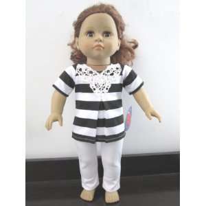  Stripe Top and White Skinny Stretch Jeans for Dolls Like 