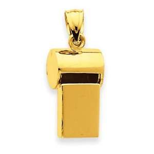  14k Yellow Gold 3 D Whistle Pendant: Jewelry