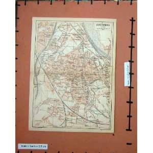  MAP GERMANY c1902 STREET PLAN AUGSBURG RIVER LECH: Home 
