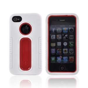   4S White Silicone Skin Over Red Hard Plastic Case Cover Electronics